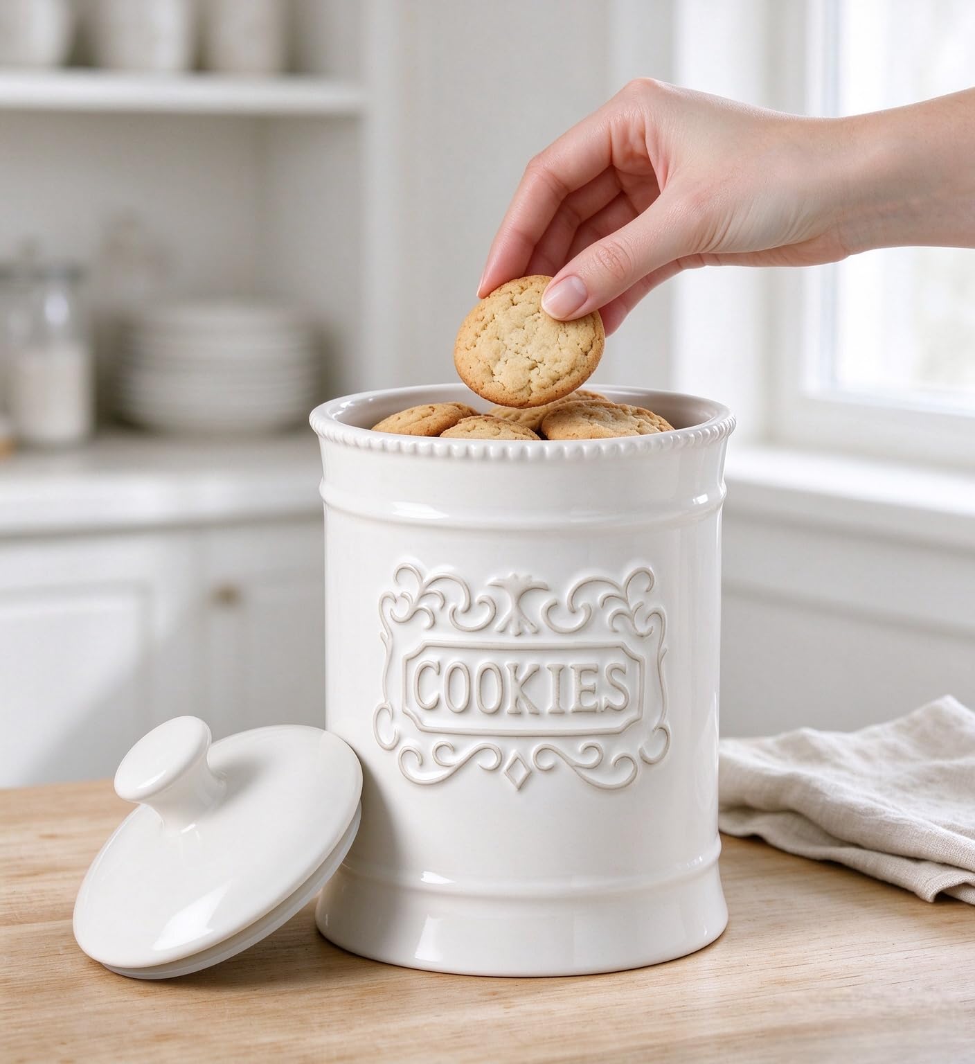 お菓子入れ　クッキージャー　ビィンテージ　ファーマーピッグ Amazon｜TAWCHES 蓋付き大型セラミッククッキージャー 密閉クッキー